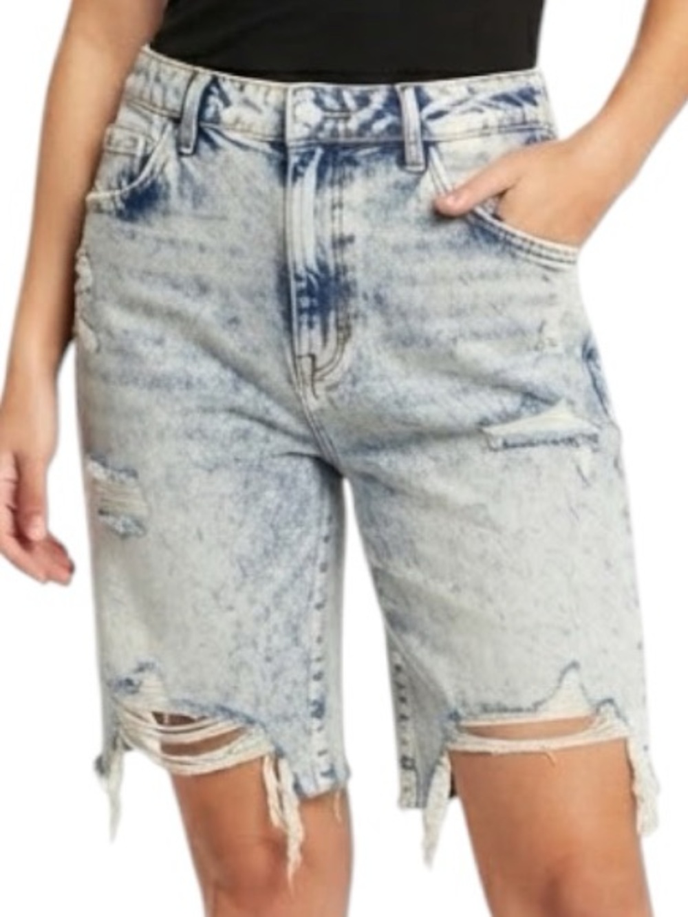 AMERICAN EAGLE Super Stretch Distressed Bermuda Jean Shorts 8